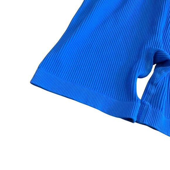 Loovoo Blue Athletic Workout Romper Stretch One Piece Athleisure Size Small - Picture 5 of 10